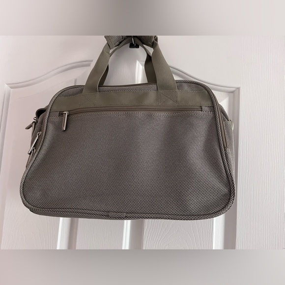 Woven Fabric with Leather Luggage Bag - Picture 4 of 5